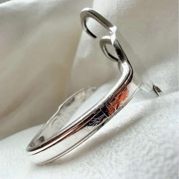 Sterling Silver Plate Sculptural Fork-Form First Love Coachella Cuff Bracelet - Picture 13 of 16